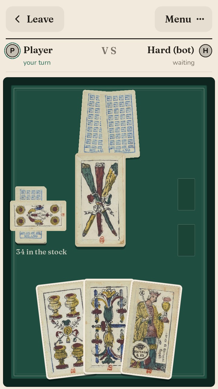 The same table with an antique Piacentine deck, engraved and hand-coloured