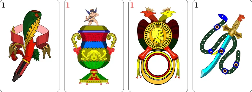The four aces of the Spanish Fantasy cards